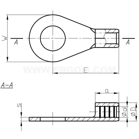 Końcówka oczkowa cynowana KO 95/16 E09KO-01010106903 /10szt./