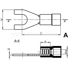 Końcówka widełkowa izolowana KWI 1/4 PC E09KO-02030300400 /100szt./