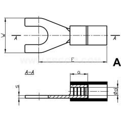 Końcówka widełkowa izolowana KWI 1/4 PCV E09KO-02030400400 /100szt./