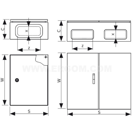 Obudowa metalowa 500x500x260mm IP65 z płytą montażową RN 505025 (RAL 7035) R30RS-01011101500