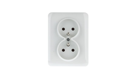 Lumina Gniazdo podwójne z/u 16A kompletne białe WL1220