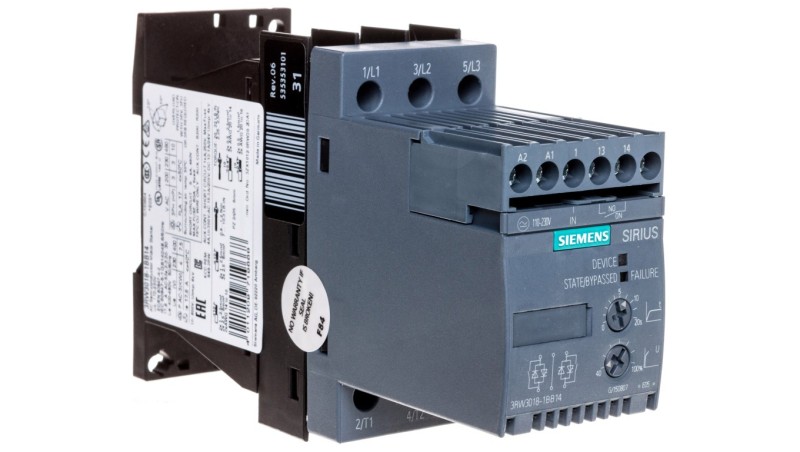 Softstart 3-fazowy 200-480VAC 17,6A 7,5kW/400V Uc=110-230V AC/DC S00 3RW3018-1BB14 Softstart 3-fazowy 200-480VAC 17,6A 7,5kW/400V Uc=110-230V AC/DC S00 3RW3018-1BB14