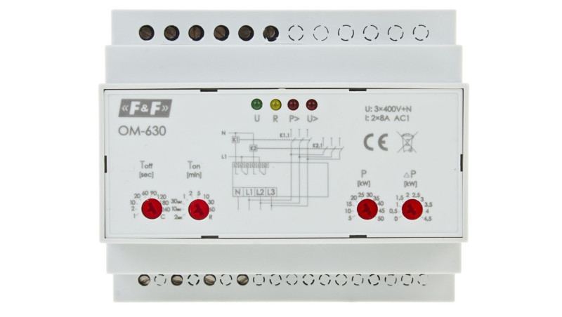 Ogranicznik poboru mocy 5-50kW 3x(50-450V) 1-240sek pomiar bezpośredni OM-630