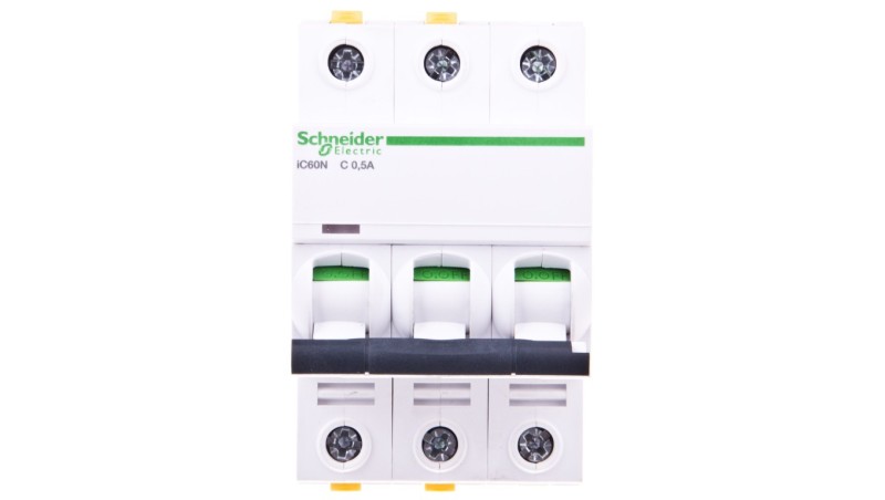 Wyłącznik nadprądowy 3P C 0,5A 6kA AC iC60N-C0,5-3 A9F04370 Wyłącznik nadprądowy 3P C 0,5A 6kA AC iC60N-C0,5-3 A9F04370
