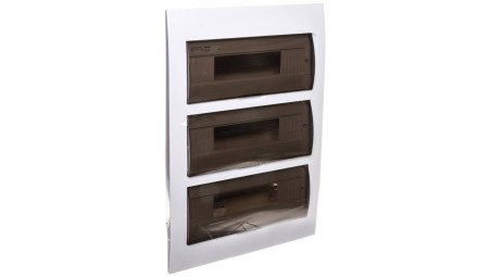 Rozdzielnica modułowa tworzywo 3x12 podtynkowa IP40 IK06 N+PE II klasa drzwi transparentne szare DB312F 3X12P/FMD biały 3846