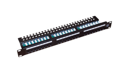 Patch panel UTP kat.5e 24 porty LSA z półką 1U/19 PK013