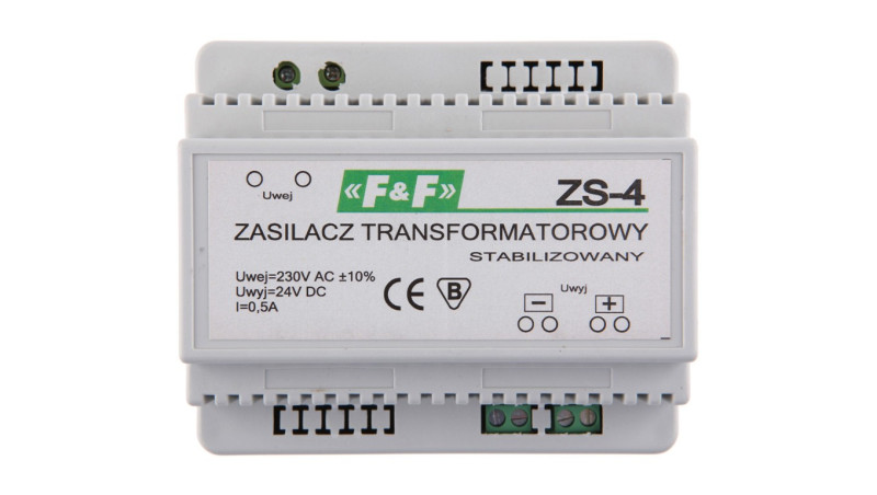 Zasilacz stabilizowany 230VAC/24VDC 12W 0,5A ZS-4