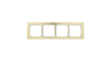 DECO Ramka uniwersalna poczwórna - aluminium szczotkowane (ramka: kolor mosiężny spód: biały) 8-0-DRA-4