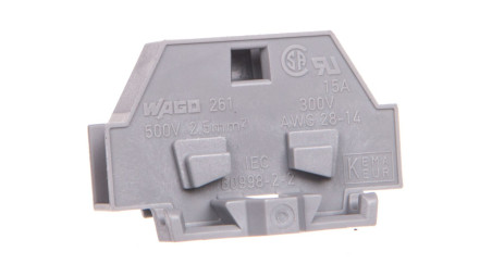 Złączka 2-przewodowa 2,5mm2 szara z mocowaniem śrubowym 261-301 /50szt.