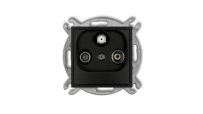 ICON Mechanizm gniazda abonenckiego RTV-SAT przelotowego 10dB czarny mat 12IGSP ICON Mechanizm gniazda abonenckiego RTV-SAT przelotowego 10dB czarny mat 12IGSP