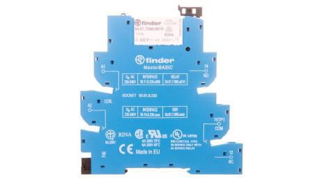 Przekaźnikowy moduł sprzęgający 1P 6A 220-240V AC szer. 6,2mm styki AgNi, szyna DIN 35mm MasterBASIC 39.11.8.230.0060