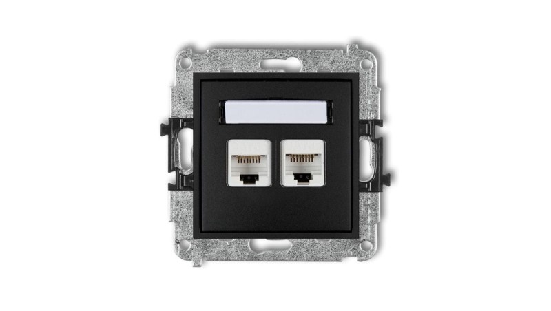 MINI Gniazda komputerowe podwójne 2xRJ45, kat. 5e, 8-stykowy czarny mat 12MGK-2 MINI Gniazda komputerowe podwójne 2xRJ45, kat. 5e, 8-stykowy czarny mat 12MGK-2
