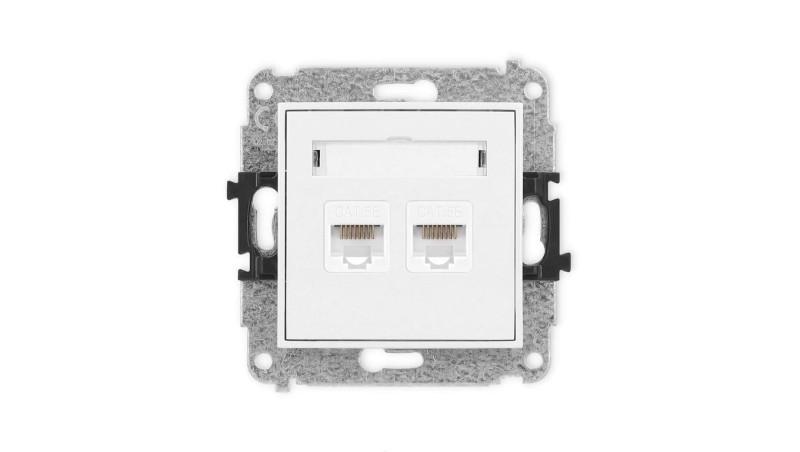 ICON Mechanizm gniazda komputerowego podwójnego 2xRJ45, kat. 5e, 8-stykowy biały IGK-2