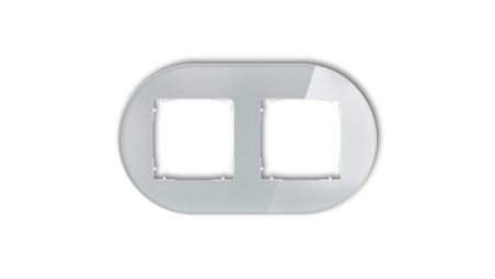 ICON Ramka uniwersalna podwójna okrągła - efekt szkła (ramka: szara spód: biały) 15-0-IRSO-2