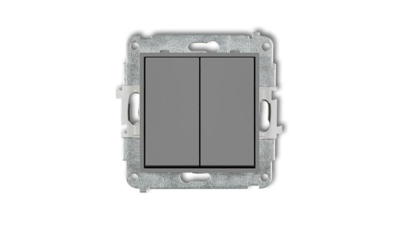 ICON Mechanizm łącznika podwójnego krzyżowego (dwa klawisze bez piktogramu) szary mat 27IWP-66.1 ICON Mechanizm łącznika podwójnego krzyżowego (dwa klawisze bez piktogramu) szary mat 27IWP-66.1