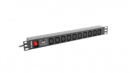 Listwa zasilająca RACK PDU 1U 10A 10xIEC C13 2m czarna C14 PDU-10I-0200-IEC-BK