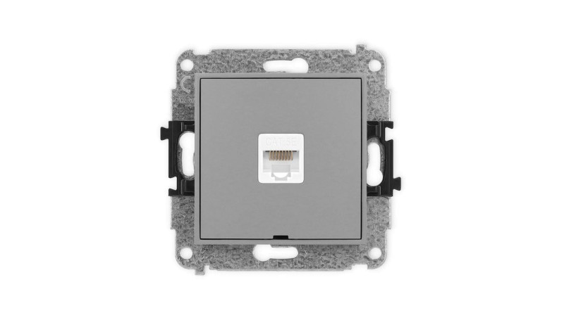 ICON Mechanizm gniazda komputerowego pojedynczego 1xRJ45, kat. 5e, 8-stykowy, bez pola opisowego szary mat 27IGKBO-1 ICON Mechanizm gniazda komputerowego pojedynczego 1xRJ45, kat. 5e, 8-stykowy, bez pola opisowego szary mat 27IGKBO-1
