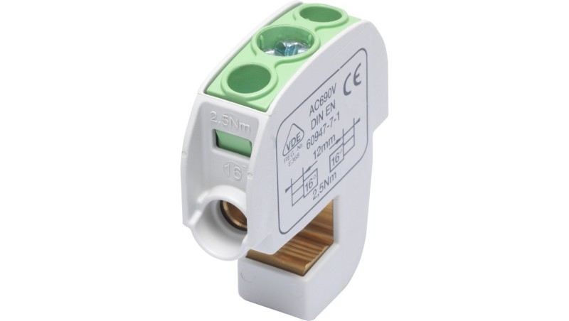 Zacisk izolowany szynowy SBB 16 (86105) SIMBLOCK zielony 81550005 Zacisk izolowany szynowy SBB 16 (86105) SIMBLOCK zielony 81550005