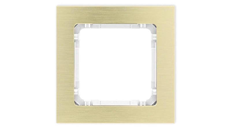 DECO Ramka uniwersalna pojedyncza - aluminium szczotkowane (ramka: kolor mosiężny spód: biały) 8-0-DRA-1 DECO Ramka uniwersalna pojedyncza - aluminium szczotkowane (ramka: kolor mosiężny spód: biały) 8-0-DRA-1