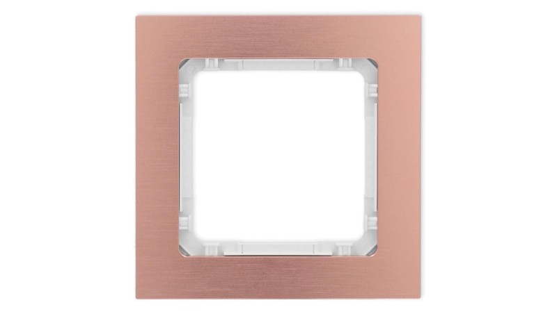 DECO Ramka uniwersalna pojedyncza - aluminium szczotkowane (ramka: kolor miedziany spód: biały) 9-0-DRA-1 DECO Ramka uniwersalna pojedyncza - aluminium szczotkowane (ramka: kolor miedziany spód: biały) 9-0-DRA-1