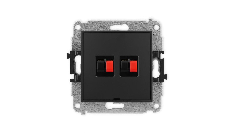 ICON Mechanizm gniazda głośnikowego podwójnego, bez pola opisowego czarny mat 12IGGBO-2 ICON Mechanizm gniazda głośnikowego podwójnego, bez pola opisowego czarny mat 12IGGBO-2
