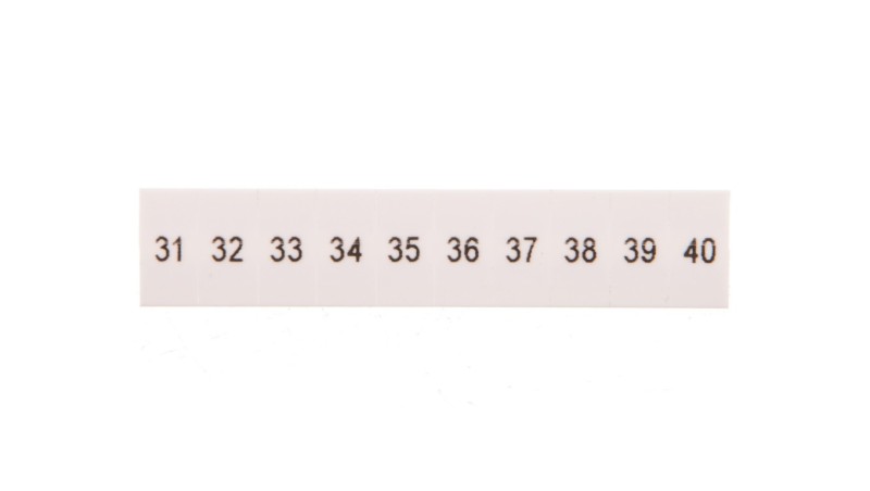 Oznacznik do złącz szynowych, opisówka ZB 5 numerowana od 31-40 kolor biały /10szt./ Oznacznik do złącz szynowych, opisówka ZB 5 numerowana od 31-40 kolor biały /10szt./