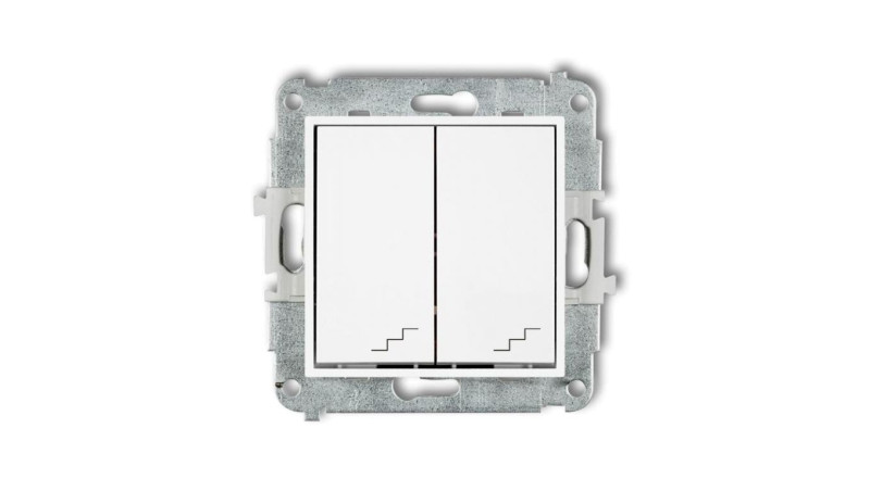 MINI Mechanizm łącznika podwójnego schodowego biały mat 25MWP-33