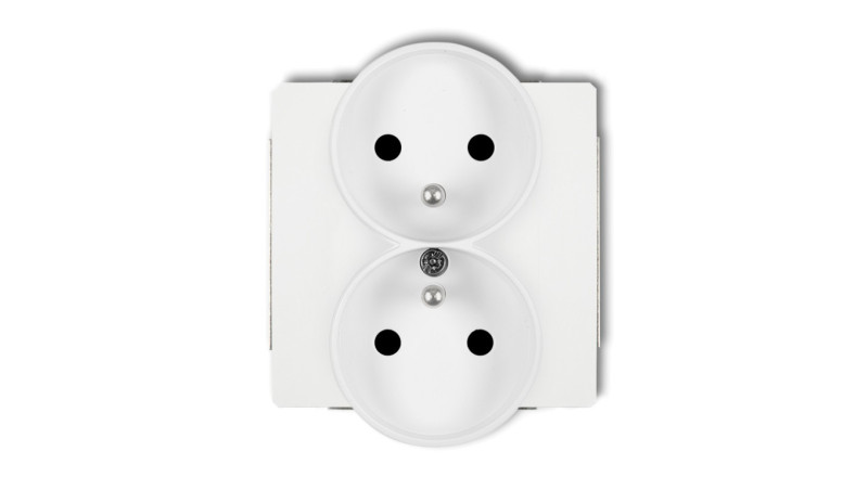 DECO Mechanizm gniazda podwójnego do ramki z uziemieniem 2x(2P+Z) (przesłony torów prądowych), biały mat 25DGPR-2zp DECO Mechanizm gniazda podwójnego do ramki z uziemieniem 2x(2P+Z) (przesłony torów prądowych), biały mat 25DGPR-2zp