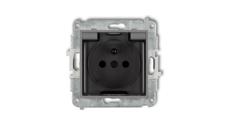 ICON Mechanizm gniazda bryzgoszczelnego z uziemieniem 2P+Z (klapka dymna, przesłony torów prądowych) szary mat 27IGPB-1zdp ICON Mechanizm gniazda bryzgoszczelnego z uziemieniem 2P+Z (klapka dymna, przesłony torów prądowych) szary mat 27IGPB-1zdp
