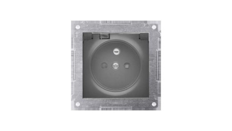Simon 54 Gniazdo do wersji IP44 bez uszczelki (moduł) 16A 250V klapka trans. czarny mat wym. uszczelka ramki DGZ1BUZ.01/49A