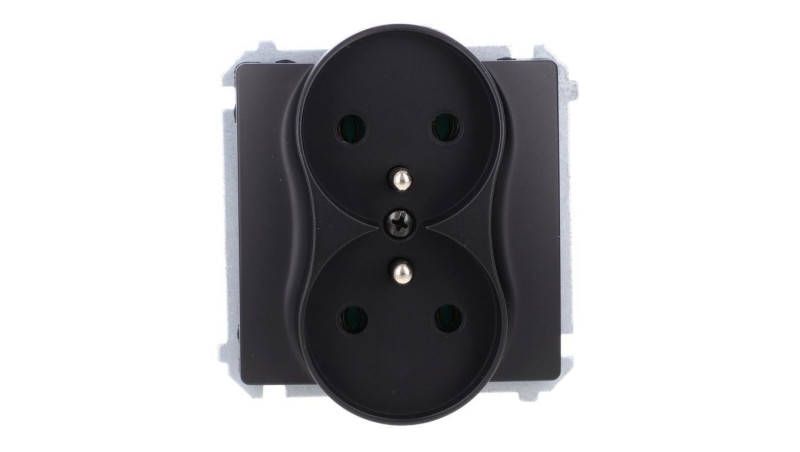 Simon Basic Gniazdo wtyczkowe podwójne z uziemieniem (moduł),16A, 250V, zaciski śrubowe czarny BMGZ2M.01/49 Simon Basic Gniazdo wtyczkowe podwójne z uziemieniem (moduł),16A, 250V, zaciski śrubowe czarny BMGZ2M.01/49