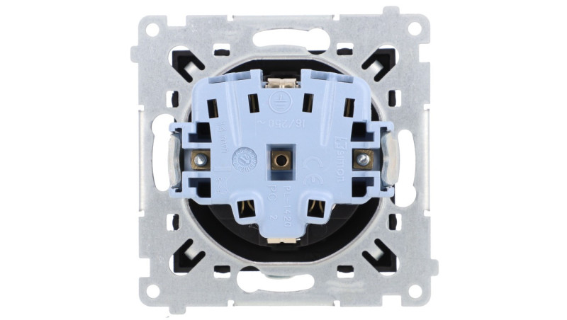 Simon 54 Gniazdo Schuko z przesłonami (moduł) 16A 250V szybkozłącza, czarny mat DGSz1CZ.01/49 Simon 54 Gniazdo Schuko z przesłonami (moduł) 16A 250V szybkozłącza, czarny mat DGSz1CZ.01/49