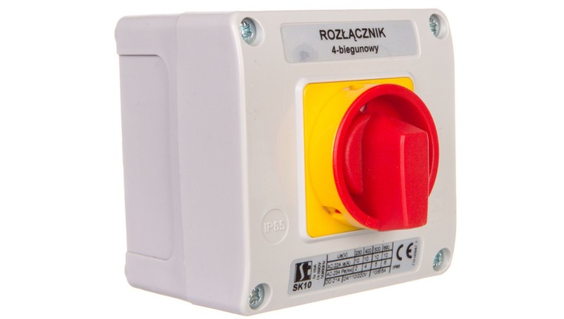 Łącznik krzywkowy 10A rozłącznik 0-1 4P w obudowie OB11 z czołem zamykanym żółto/czerwonym SK10-2.8210\OB11ZC Łącznik krzywkowy 10A rozłącznik 0-1 4P w obudowie OB11 z czołem zamykanym żółto/czerwonym SK10-2.8210\OB11ZC