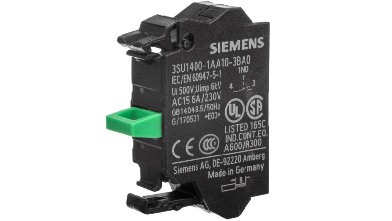 Blok styków 1Z montaż czołowy przyłącze sprężynowe SIRIUS ACT 3SU1400-1AA10-3BA0 Blok styków 1Z montaż czołowy przyłącze sprężynowe SIRIUS ACT 3SU1400-1AA10-3BA0