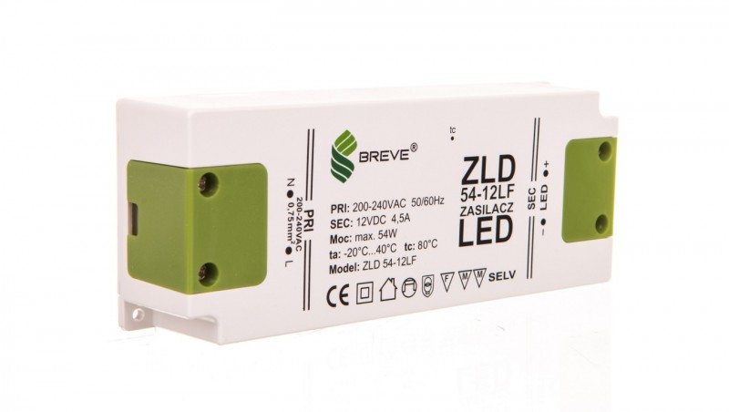 Zasilacz LED 12V DC 54W ZLD 54-12LF 4,5A 19712-9008