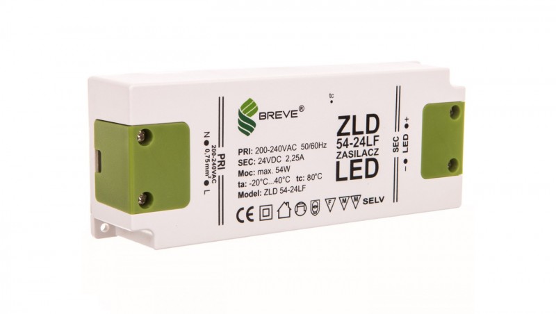 Zasilacz LED 24V DC 54W ZLD 54-24LF 2,25A 19724-9014 Zasilacz LED 24V DC 54W ZLD 54-24LF 2,25A 19724-9014