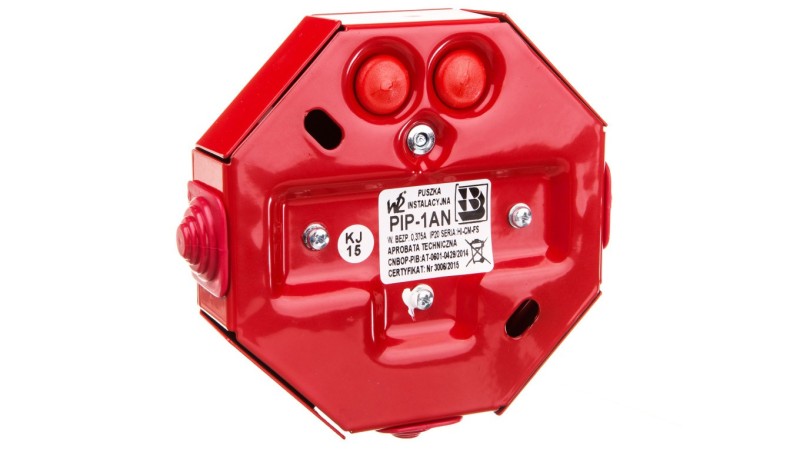 Puszka instalacyjna przeciwpożarowa E90 bezpiecznik 0,375A W2 PIP-1AN/0,375A Puszka instalacyjna przeciwpożarowa E90 bezpiecznik 0,375A W2 PIP-1AN/0,375A