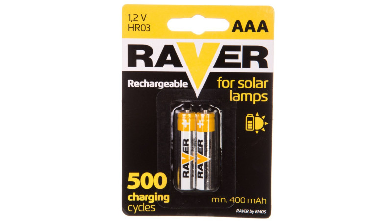 Akumulator Ni-MH LR03 / AAA 400mAh RAVER SOLAR /blister 2szt/ B7414