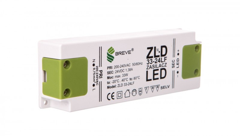 Zasilacz LED 24V DC 33W ZLD 33-24LF 1,37A 19724-9015