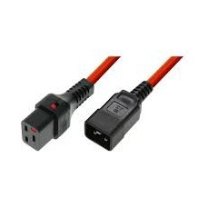 Kabel zasilający serwerowy z blokadą IEC LOCK 3x1,5mm2 C20 prosty/C19 prosty M/Ż 2m czerwony IEC-PC1402