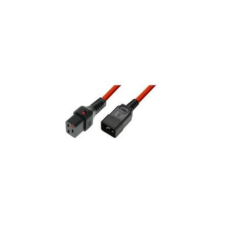 Kabel zasilający serwerowy z blokadą IEC LOCK 3x1,5mm2 C20 prosty/C19 prosty M/Ż 2m czerwony IEC-PC1402