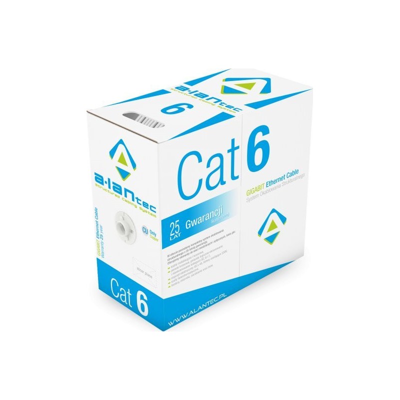 Kabel teleinformatyczny typu linka U/UTP kat.6 PVC Eca szary ALANTEC /305m/ Kabel teleinformatyczny typu linka U/UTP kat.6 PVC Eca szary ALANTEC /305m/