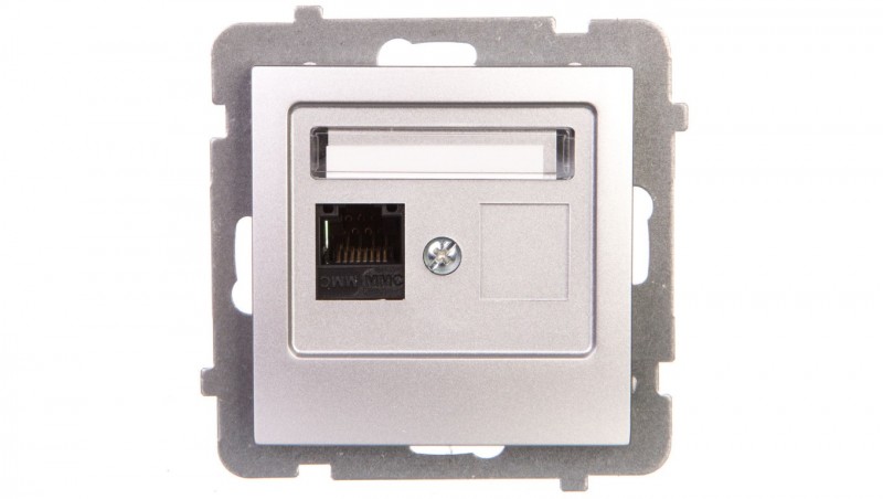 AS Gniazdo komputerowe pojedyncze RJ45 kat.5e MMC srebro GPK-1G/K/m/18 AS Gniazdo komputerowe pojedyncze RJ45 kat.5e MMC srebro GPK-1G/K/m/18