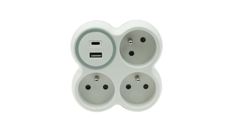 Rozgałęźnik trzykrotny 3x gniazda z/u 1xUSB A 1xUSB C R-31WS/S/B W-72009