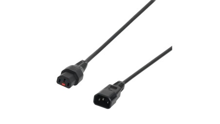 Kabel przedłużający zasilający z blokadą IEC LOCK 3x1mm2 C14/C13 prosty M/Ż 5m czarny IEC-PC1071