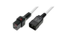 Kabel zasilający serwerowy z blokadą IEC LOCK 3x1,5mm2 C20 prosty/C19 prosty M/Ż 2m biały IEC-PC1299