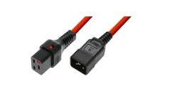 Kabel zasilający serwerowy z blokadą IEC LOCK 3x1,5mm2 C20 prosty/C19 prosty M/Ż 2m czerwony IEC-PC1402