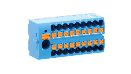Blok rozdzielczy PTFIX 6/18X2,5-NS35A BU, niebieskie złącze przemysłowe - 18 punktów przyłączeniowych o przekroju 2,5mm2