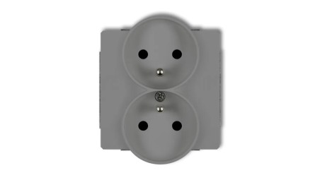 DECO Soft Gniazdo podwójne z/u do ramki szary mat 27DGPRSO-2zp
