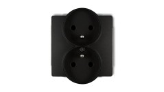 DECO Soft Gniazdo podwójne z/u do ramki czarny mat 12DGPRSO-2zp